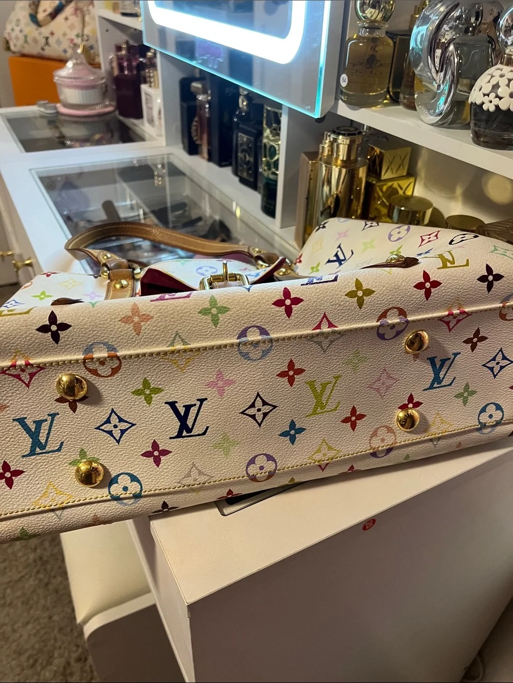 Louis Vuitton White Murakami Takashi Aurelia Tote